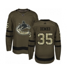 Men's Vancouver Canucks #35 Thatcher Demko Authentic Green Salute to Service Hockey Jersey