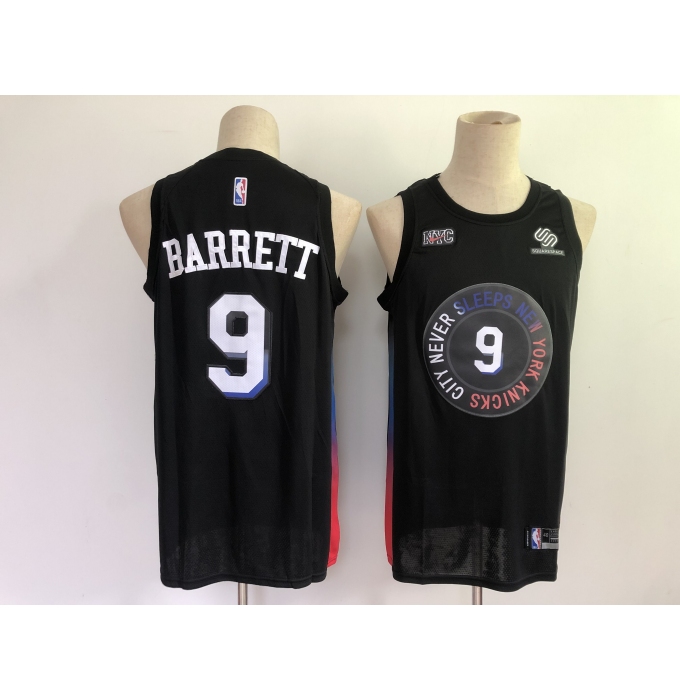 Men's New York Knicks #9 RJ Barrett Black Nike City Player Jersey