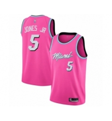 Men's Miami Heat #5 Derrick Jones Jr Pink Swingman Jersey - Earned Edition