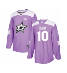 Men's Dallas Stars #10 Corey Perry Authentic Purple Fights Cancer Practice Hockey Jersey