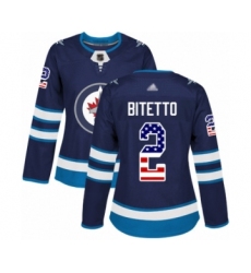 Women's Winnipeg Jets #2 Anthony Bitetto Authentic Navy Blue USA Flag Fashion Hockey Jersey