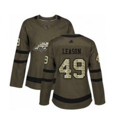 Women's Washington Capitals #49 Brett Leason Authentic Green Salute to Service Hockey Jersey