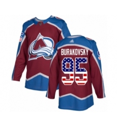Youth Colorado Avalanche #95 Andre Burakovsky Authentic Burgundy Red USA Flag Fashion Hockey Jersey