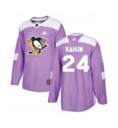 Youth Pittsburgh Penguins #24 Dominik Kahun Authentic Purple Fights Cancer Practice Hockey Jersey