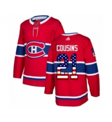 Men's Montreal Canadiens #21 Nick Cousins Authentic Red USA Flag Fashion Hockey Jersey