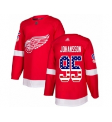 Youth Detroit Red Wings #95 Albert Johansson Authentic Red USA Flag Fashion Hockey Jersey