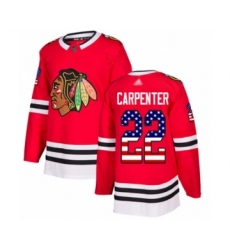 Men's Chicago Blackhawks #22 Ryan Carpenter Authentic Red USA Flag Fashion Hockey Jersey
