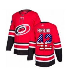 Youth Carolina Hurricanes #42 Gustav Forsling Authentic Red USA Flag Fashion Hockey Jersey