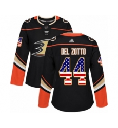 Women's Anaheim Ducks #44 Michael Del Zotto Authentic Black USA Flag Fashion Hockey Jersey