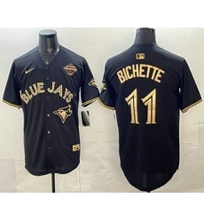 Men's Toronto Blue Jays #11 Bo Bichette Black Gold 2025 American League Champions Limited Stitched Jersey