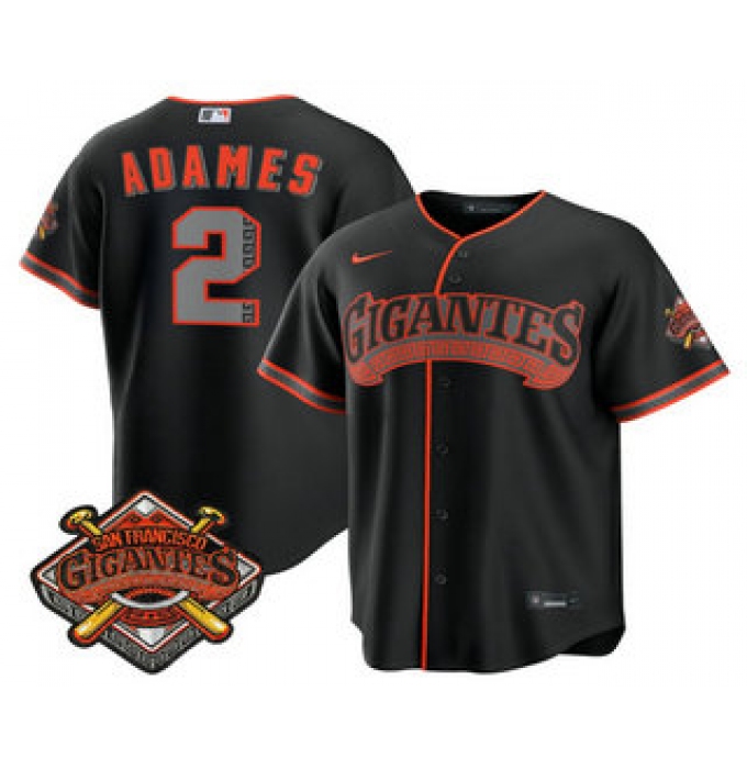 Men's San Francisco Giants #2 Willy Adames Black 2026 Alternate Stadium Stitched Jersey