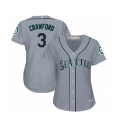 Women's Seattle Mariners #3 J.P. Crawford Authentic Grey Road Cool Base Baseball Player Jersey