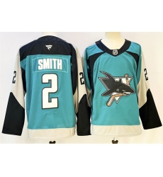 Men's San Jose Sharks #2 Will Smith Teal 2025 Alternate Stitched Hockey Jersey