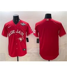 Men's Toronto Blue Jays Blank Red 2025 World Series Home Cool Base Stitched Baseball Jersey