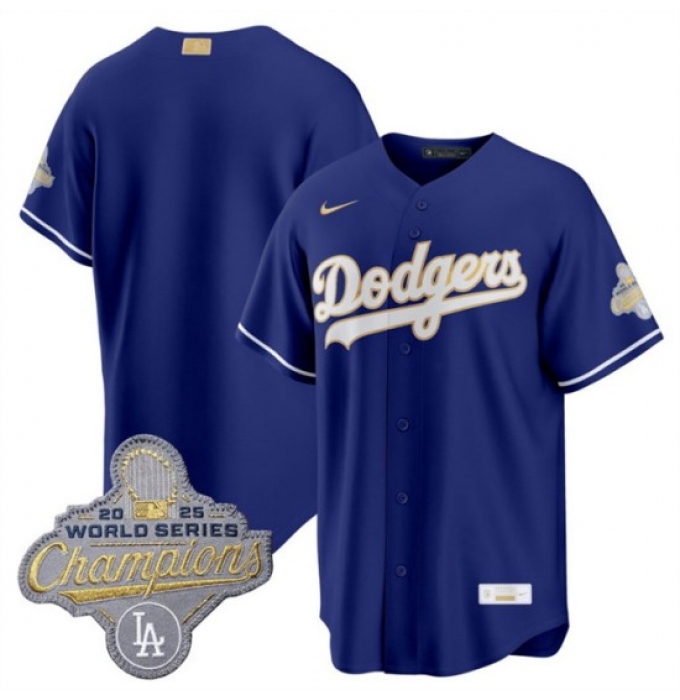 Men's Los Angeles Dodgers Blank Royal 2026 Alternate Gold Collection Stadium Stitched Baseball Jersey
