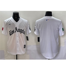 Men's Los Angeles Dodgers Blank White Mexico 2025 LA Gothic Style With Fernando Vapor Premier Limited Stitched Baseball Jersey