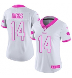 Women's Buffalo Bills #14 Stefon Diggs White Pink Stitched Limited Rush Fashion Jersey