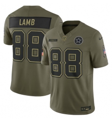 Men's Dallas Cowboys #88 CeeDee Lamb Olive 2025 Salute to Service Limited Football Stitched Jersey