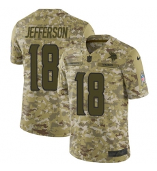 Men's Minnesota Vikings #18 Justin Jefferson Camo Stitched NFL Limited 2018 Salute To Service Jersey