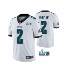 Men's Philadelphia Eagles #2 Darius Slay JR White Super Bowl LVII Patch Vapor Untouchable Limited Stitched Jersey