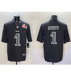 Men's Philadelphia Eagles #1 Jalen Hurts Black 2025 Super Bowl LIX Fashion Vapor Untouchable Limited Stitched Football Jersey