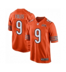 Men's Chicago Bears #9 Nick Foles Orange 100th Season Game Team Color Jersey