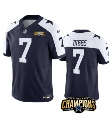 Men's Dallas Cowboys #7 Trevon Diggs Navy White 2023 F.U.S.E. NFC East Champions Football Stitched Jersey