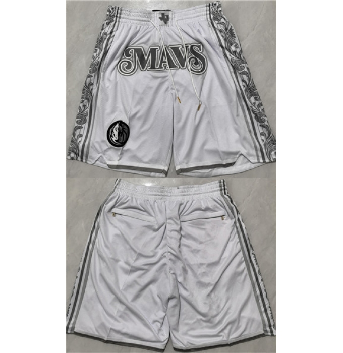 Men's Dallas Mavericks White City Edition Shorts (Run Small)