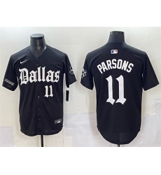 Men's Dallas Cowboys #11 Micah Parsons Black 'Gothic Lone Star Edition' Limited Stitched Baseball Jersey