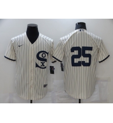 Men's Chicago White Sox #25 Jim Abbott Cream Game 2021 Field of Dreams Jersey