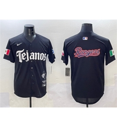 Men's Texas Rangers Team Big Logo Black Mexico 2025 Vapor Premier Limited Stitched Baseball Jersey