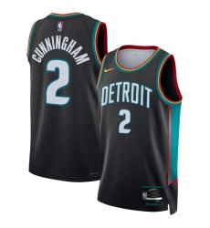 Men's Detroit Pistons #2 Cade Cunningham Cade Cunningham Black 2025-26 City Edition Stitched Basketball Jersey