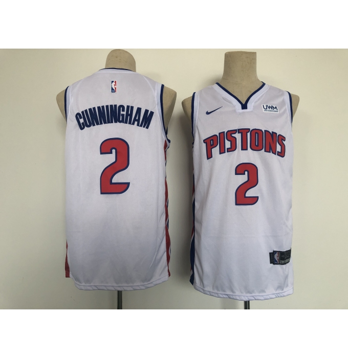 Men's Detroit Pistons #2 Cade Cunningham Fanatics Branded White 2021 Draft First Round Jersey
