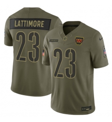 Men's Washington Commanders #23 Marshon Lattimore Olive 2025 Salute to Service Limited Football Stitched Jersey