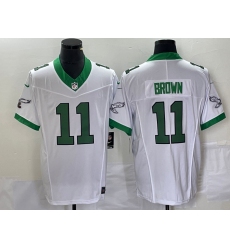 Men's Nike Philadelphia Eagles #11 AJ Brown White 2023 F.U.S.E. Vapor Limited Throwback Stitched Football Jersey