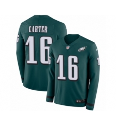 Youth Nike Philadelphia Eagles #16 DeAndre Carter Limited Green Therma Long Sleeve NFL Jersey