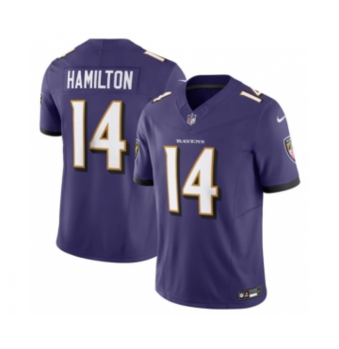 Men's Baltimore Ravens #14 Kyle Hamilton Purple 2023 F.U.S.E Vapor Jersey