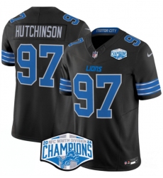 Men's Detroit Lions #97 Aidan Hutchinson Black 2024 NFC North Champions F.U.S.E. Vapor Limited Stitched Jersey