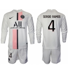 Men 2021-2022 Club Paris St German away white Long Sleeve 4 Soccer Jersey