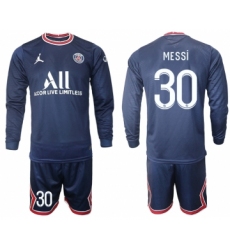 Men 2021-2022 Club Paris St German home blue Long Sleeve 30 Soccer Jersey