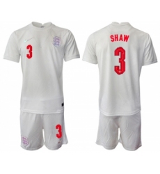Men's England #3 Shaw White Home Soccer Jersey Suit