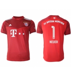 Men's FC Bayern München #1 Neuer Red Home Soccer Jersey