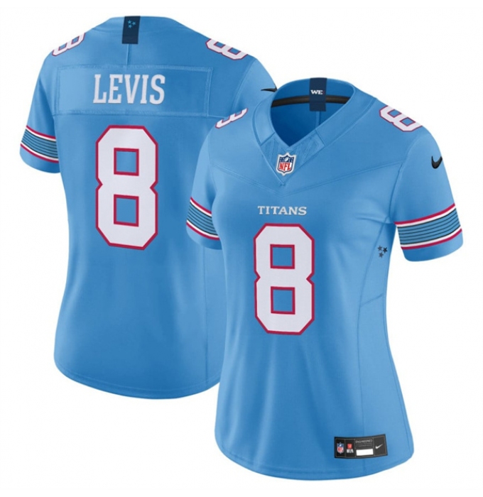Women's Tennessee Titans #8 Will Levis Light Blue 2026 F.U.S.E. Vapor Limited Stitched Football Jersey(Run Small)