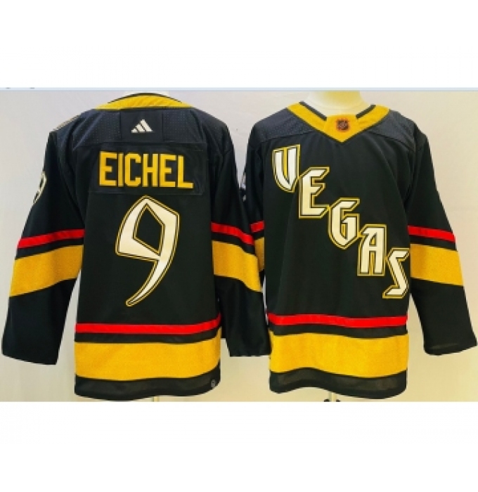 Men's Vegas Golden Knights #9 Jack Eichel Black 2022 Reverse Retro Authentic Jersey