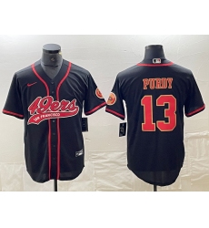 Men's San Francisco 49ers #13 Brock Purdy Black Red With Cool Base Stitched Baseball Jersey