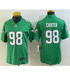 Youth Philadelphia Eagles #98 Jalen Carter Green 2023 FUSE Vapor Limited Throwback Stitched Jersey