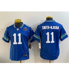 Women's Seattle Seahawks #11 Jaxon Smith-Njigba Royal 2024 F.U.S.E 50th Anniversary Throwback Vapor Limited Stitched Football Jersey