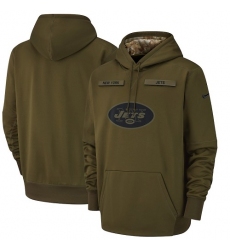 Men's New York Jets Nike Olive Salute to Service Sideline Therma Performance Pullover Hoodie
