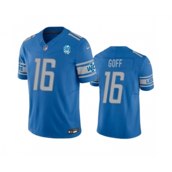 Men's Nike Detroit Lions #16 Jared Goff Blue 2023 F.U.S.E. 90th Anniversary Vapor Untouchable Limited Stitched Jersey Men's Nike Detroit Lions #16 Jared Goff Blue 2023 F.U.S.E. 90th Anniversary Vapor Untouchable Limited Stitched Jersey