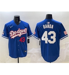 Men's Los Angeles Dodgers #43 Anthony Banda Royal With American Flag Limited Stitched Baseball Jersey